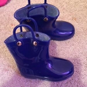 Blue rain boots